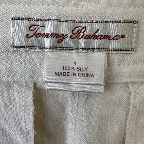 Vintage Tommy Bahama Silk Bermuda Shorts Jorts Cream size US 4 Pleated - Picture 4 of 8